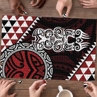 Red Aotearoa Niho Taniwha Puzzle Maori Mythology Tooth - Taniko Motifs - Polynesian Pride