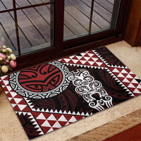 Red Aotearoa Niho Taniwha Rubber Doormat Maori Mythology Tooth - Taniko Motifs