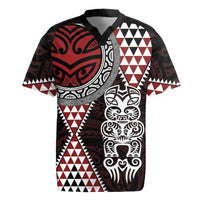 Red Aotearoa Niho Taniwha Rugby Jersey Maori Mythology Tooth - Taniko Motifs LT14 Red - Polynesian Pride