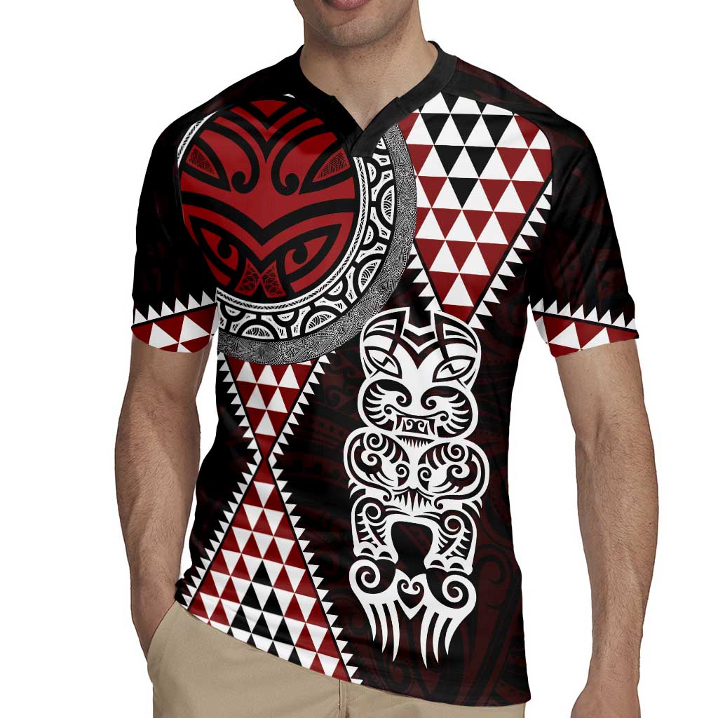 Red Aotearoa Niho Taniwha Rugby Jersey Maori Mythology Tooth - Taniko Motifs LT14 - Polynesian Pride