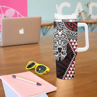Red Aotearoa Niho Taniwha Tumbler With Handle Maori Mythology Tooth - Taniko Motifs