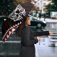 Red Aotearoa Niho Taniwha Umbrella Maori Mythology Tooth - Taniko Motifs LT14 - Polynesian Pride
