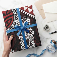 Red Aotearoa Niho Taniwha Wrapping Paper Maori Mythology Tooth - Taniko Motifs LT14 - Polynesian Pride