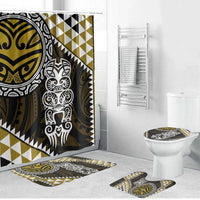 Yellow Aotearoa Niho Taniwha Bathroom Set Maori Mythology Tooth - Taniko Motifs LT14 Bathroom Set (4 pcs) Yellow - Polynesian Pride