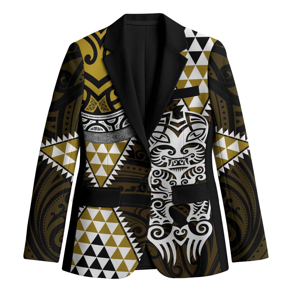 Yellow Aotearoa Niho Taniwha Blazer Maori Mythology Tooth - Taniko Motifs LT14 Unisex Yellow - Polynesian Pride