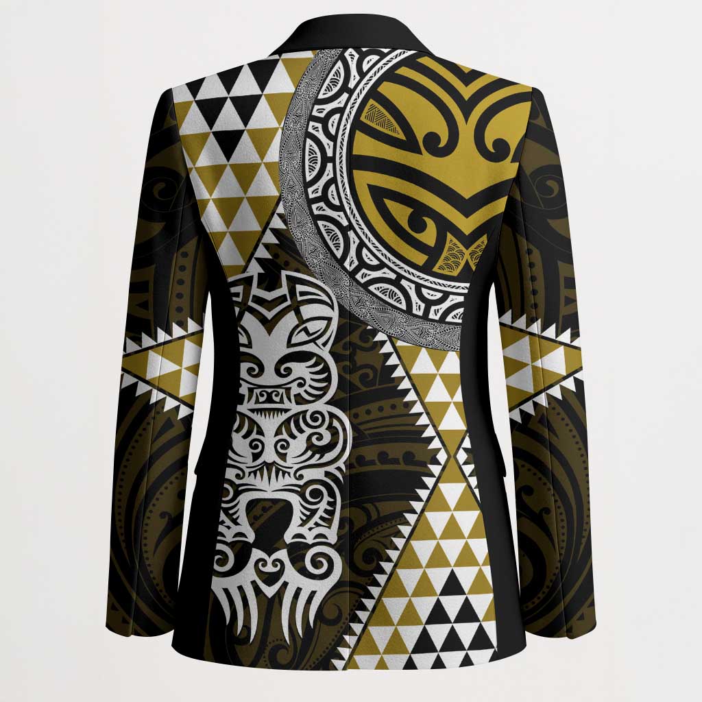 Yellow Aotearoa Niho Taniwha Blazer Maori Mythology Tooth - Taniko Motifs LT14 - Polynesian Pride