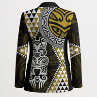 Yellow Aotearoa Niho Taniwha Blazer Maori Mythology Tooth - Taniko Motifs LT14 - Polynesian Pride