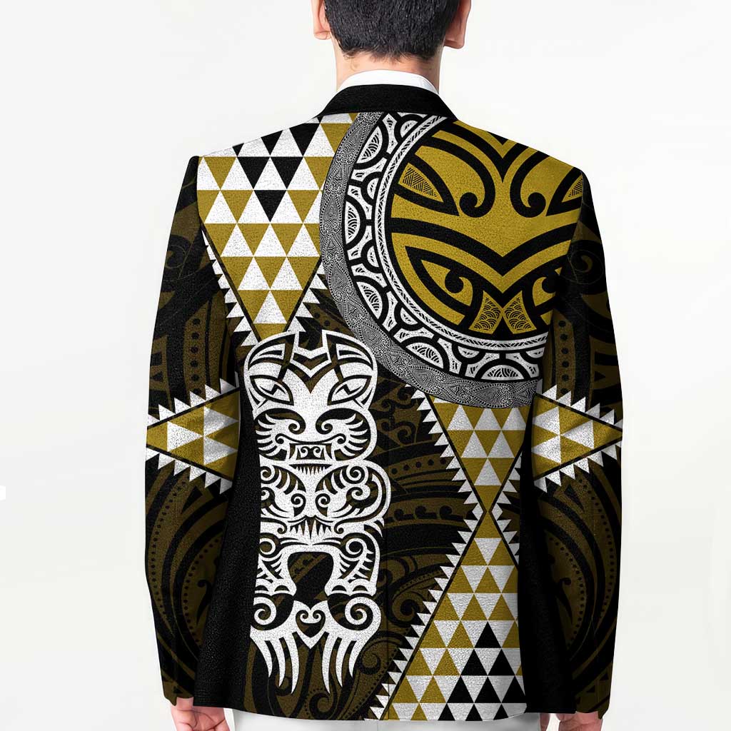 Yellow Aotearoa Niho Taniwha Blazer Maori Mythology Tooth - Taniko Motifs LT14 - Polynesian Pride