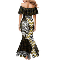 Yellow Aotearoa Niho Taniwha Family Matching Mermaid Dress and Hawaiian Shirt Maori Mythology Tooth - Taniko Motifs LT14 - Polynesian Pride