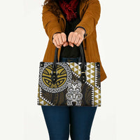 Yellow Aotearoa Niho Taniwha Leather Bag Maori Mythology Tooth - Taniko Motifs LT14 - Polynesian Pride