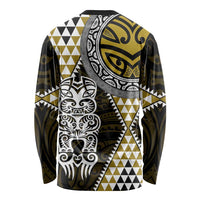 Yellow Aotearoa Niho Taniwha Long Sleeve Shirt Maori Mythology Tooth - Taniko Motifs