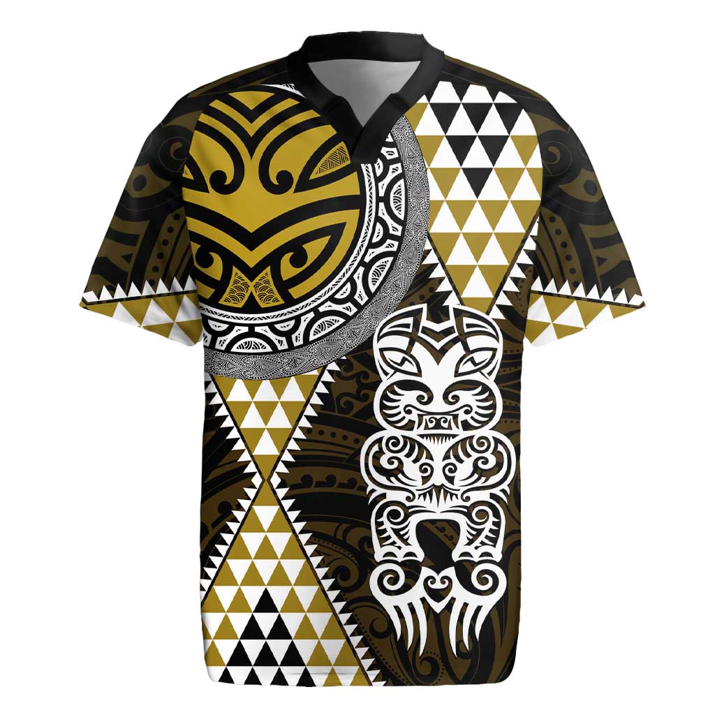 Yellow Aotearoa Niho Taniwha Rugby Jersey Maori Mythology Tooth - Taniko Motifs LT14 Yellow - Polynesian Pride