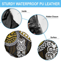 Yellow Aotearoa Niho Taniwha Spare Tire Cover Maori Mythology Tooth - Taniko Motifs LT14 - Polynesian Pride