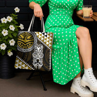 Yellow Aotearoa Niho Taniwha Tote Bag Maori Mythology Tooth - Taniko Motifs - Polynesian Pride