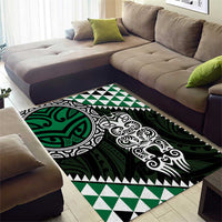 Green Aotearoa Niho Taniwha Area Rug Maori Mythology Tooth - Taniko Motifs LT14 - Polynesian Pride