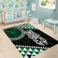 Green Aotearoa Niho Taniwha Area Rug Maori Mythology Tooth - Taniko Motifs LT14 - Polynesian Pride