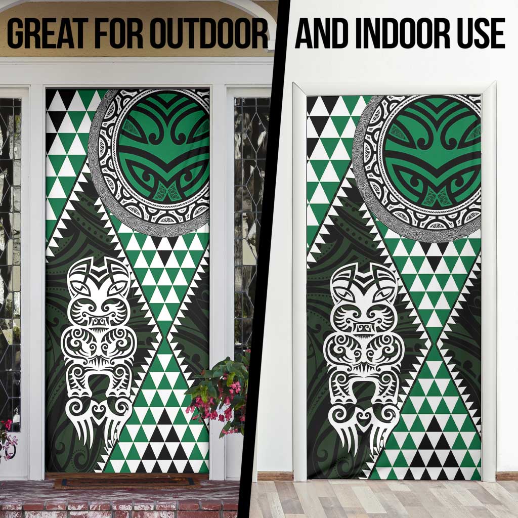 Green Aotearoa Niho Taniwha Door Cover Maori Mythology Tooth - Taniko Motifs - Polynesian Pride