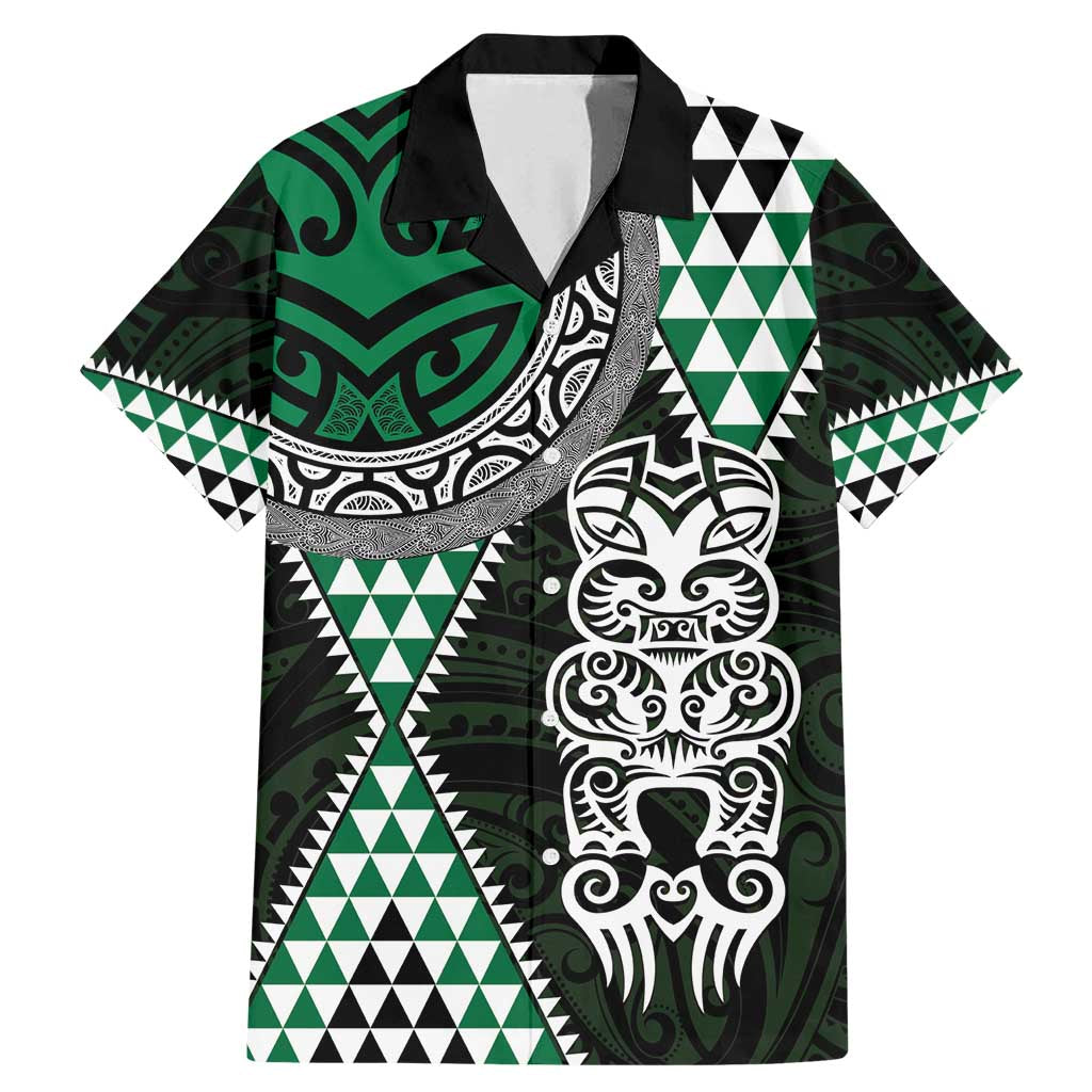 Green Aotearoa Niho Taniwha Family Matching Mermaid Dress and Hawaiian Shirt Maori Mythology Tooth - Taniko Motifs LT14 Dad's Shirt - Short Sleeve Green - Polynesian Pride