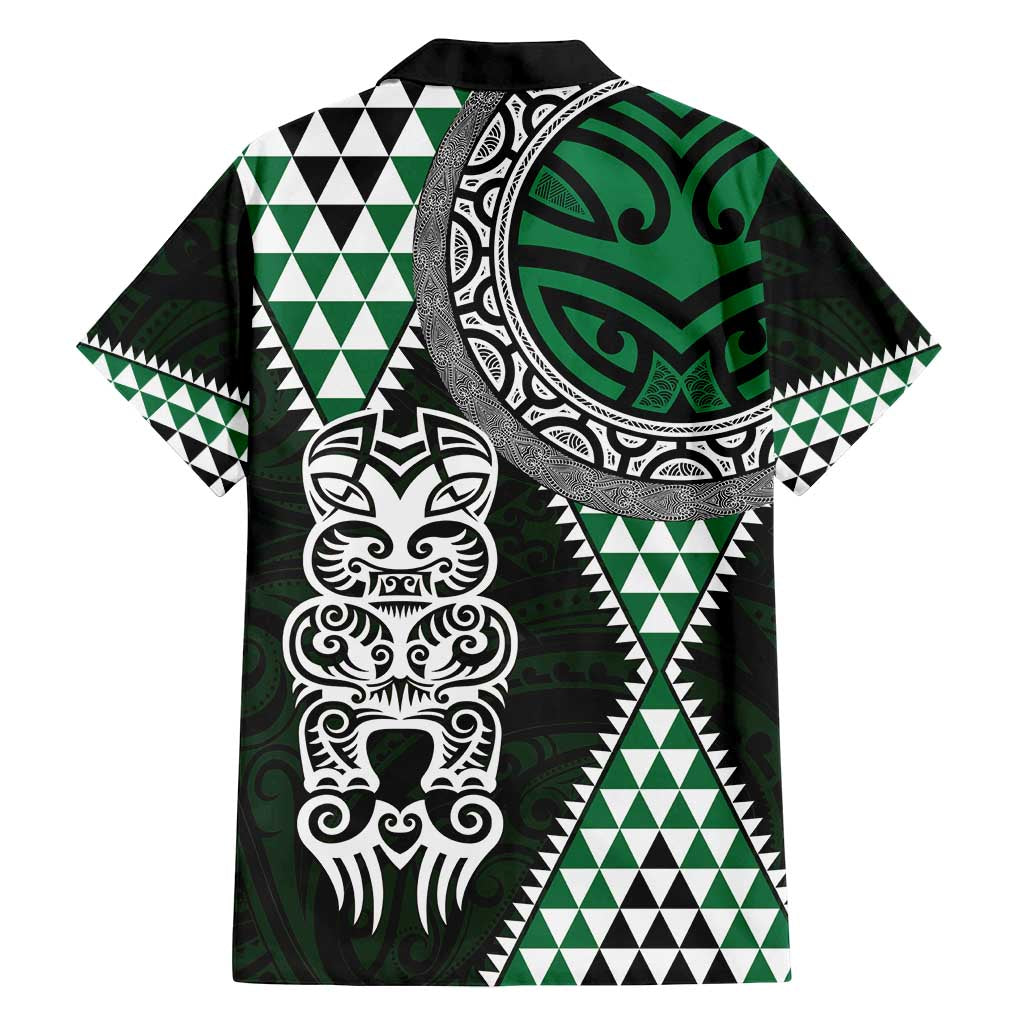 Green Aotearoa Niho Taniwha Family Matching Tank Maxi Dress and Hawaiian Shirt Maori Mythology Tooth - Taniko Motifs LT14 - Polynesian Pride