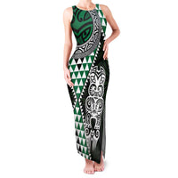 Green Aotearoa Niho Taniwha Family Matching Tank Maxi Dress and Hawaiian Shirt Maori Mythology Tooth - Taniko Motifs LT14 Mom's Dress Green - Polynesian Pride