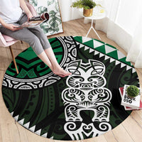 Green Aotearoa Niho Taniwha Round Carpet Maori Mythology Tooth - Taniko Motifs LT14 - Polynesian Pride
