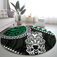 Green Aotearoa Niho Taniwha Round Carpet Maori Mythology Tooth - Taniko Motifs LT14 - Polynesian Pride
