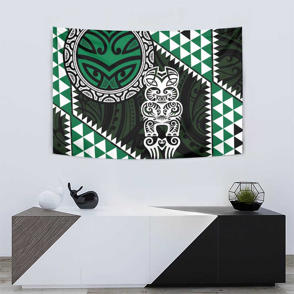 Green Aotearoa Niho Taniwha Tapestry Maori Mythology Tooth - Taniko Motifs
