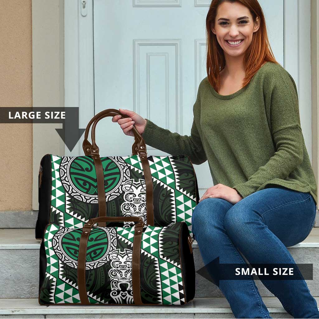 Green Aotearoa Niho Taniwha Travel Bag Maori Mythology Tooth - Taniko Motifs - Polynesian Pride