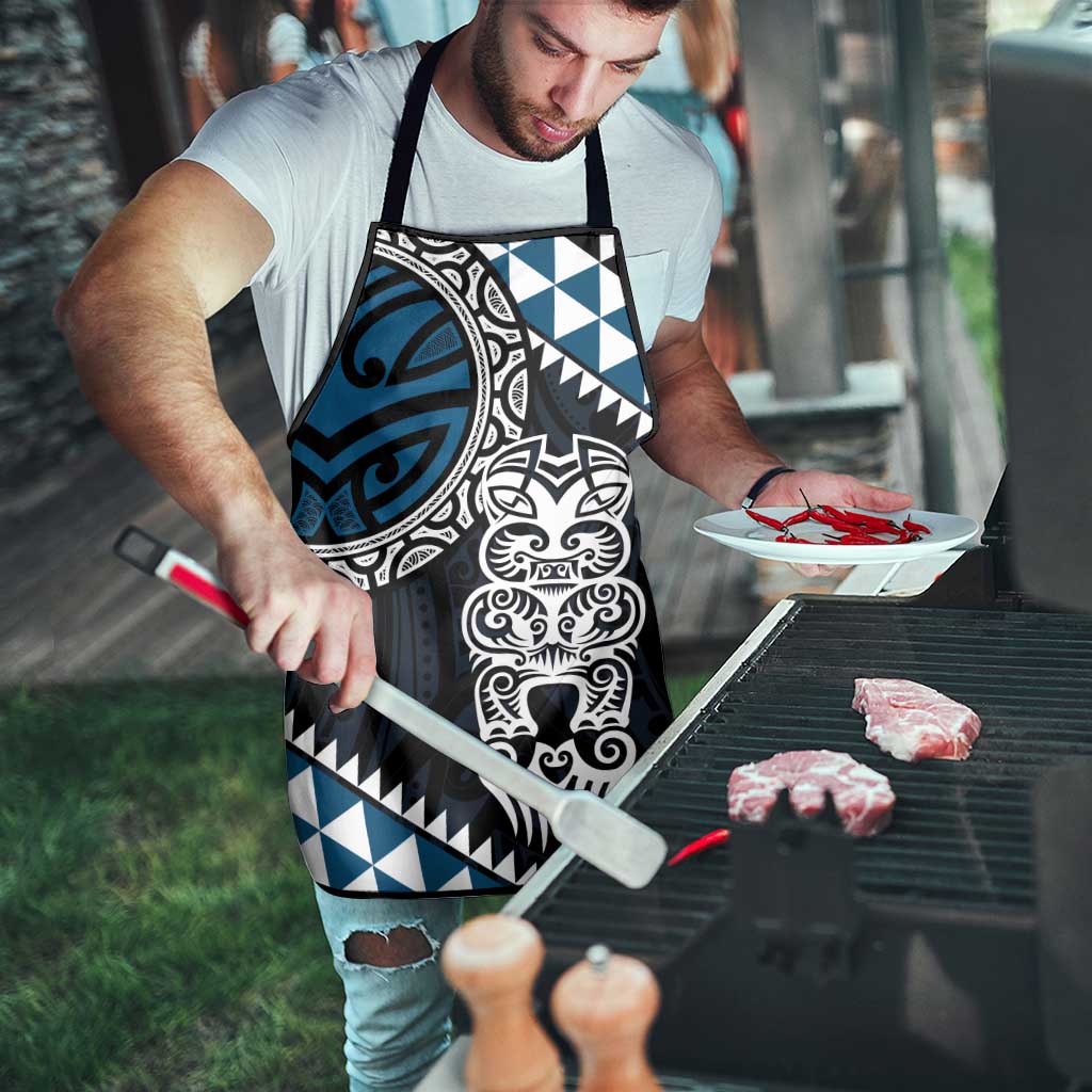 Blue Aotearoa Niho Taniwha Apron Maori Mythology Tooth - Taniko Motifs - Polynesian Pride
