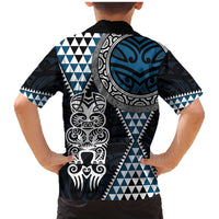 Blue Aotearoa Niho Taniwha Family Matching Mermaid Dress and Hawaiian Shirt Maori Mythology Tooth - Taniko Motifs LT14 - Polynesian Pride