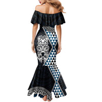 Blue Aotearoa Niho Taniwha Family Matching Mermaid Dress and Hawaiian Shirt Maori Mythology Tooth - Taniko Motifs LT14 - Polynesian Pride