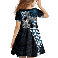 Blue Aotearoa Niho Taniwha Family Matching Summer Maxi Dress and Hawaiian Shirt Maori Mythology Tooth - Taniko Motifs LT14 - Polynesian Pride