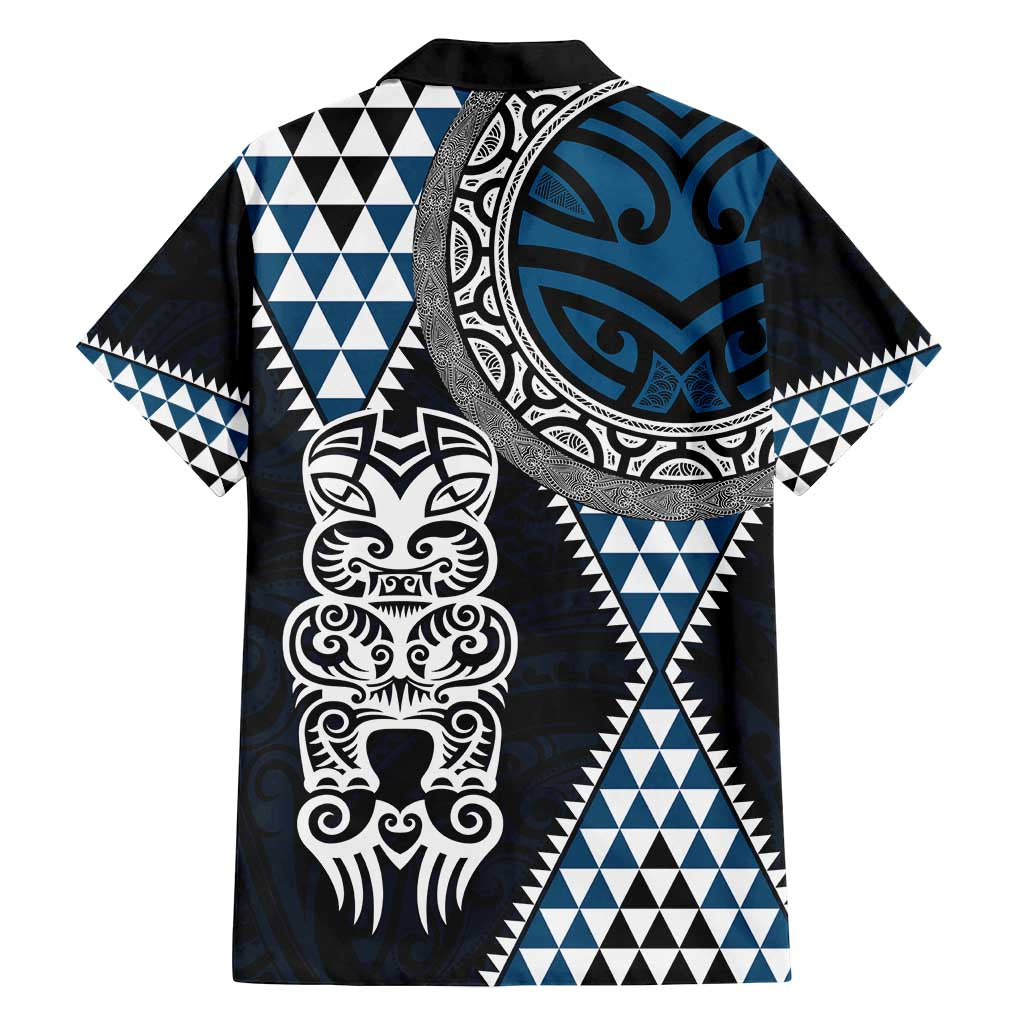 Blue Aotearoa Niho Taniwha Family Matching Summer Maxi Dress and Hawaiian Shirt Maori Mythology Tooth - Taniko Motifs LT14 - Polynesian Pride