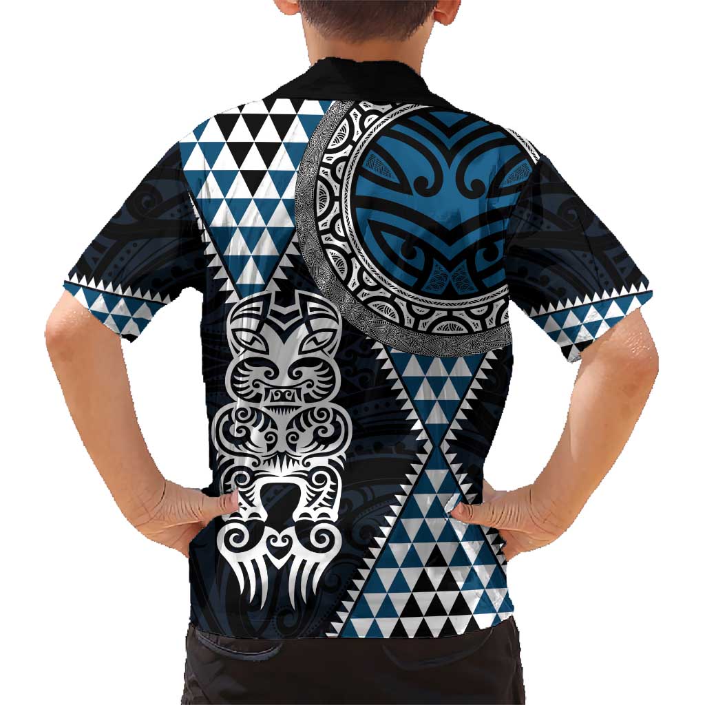 Blue Aotearoa Niho Taniwha Hawaiian Shirt Maori Mythology Tooth - Taniko Motifs