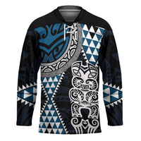 Blue Aotearoa Niho Taniwha Hockey Jersey Maori Mythology Tooth - Taniko Motifs - Polynesian Pride