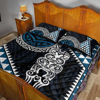 Blue Aotearoa Niho Taniwha Quilt Bed Set Maori Mythology Tooth - Taniko Motifs LT14 - Polynesian Pride