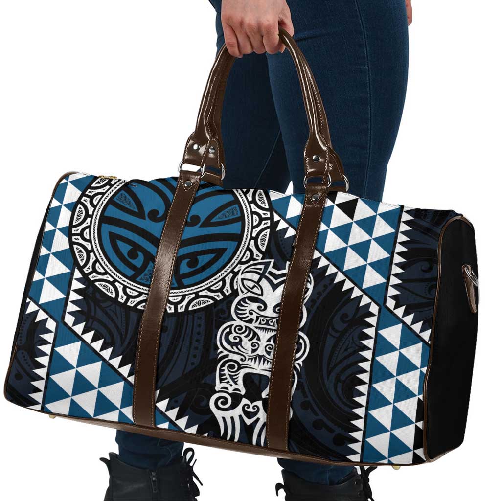 Blue Aotearoa Niho Taniwha Travel Bag Maori Mythology Tooth - Taniko Motifs - Polynesian Pride