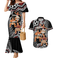 Aotearoa Kapa Haka Couples Matching Mermaid Dress and Hawaiian Shirt 2025 Festival - Traditional Maori Dance LT14 Black - Polynesian Pride