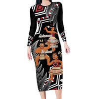Aotearoa Kapa Haka Family Matching Long Sleeve Bodycon Dress and Hawaiian Shirt 2025 Festival - Traditional Maori Dance LT14 Mom's Dress Black - Polynesian Pride
