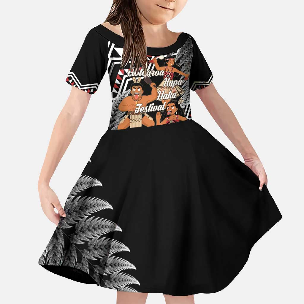 Aotearoa Kapa Haka Family Matching Mermaid Dress and Hawaiian Shirt 2025 Festival - Traditional Maori Dance LT14 Daughter's Dress Black - Polynesian Pride