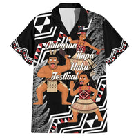 Aotearoa Kapa Haka Family Matching Off The Shoulder Long Sleeve Dress and Hawaiian Shirt 2025 Festival - Traditional Maori Dance LT14 Dad's Shirt - Short Sleeve Black - Polynesian Pride