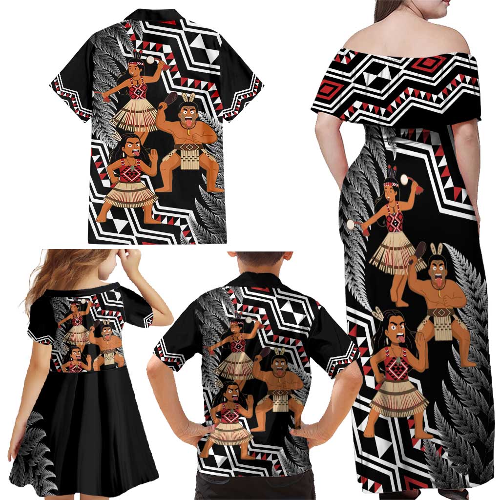 Aotearoa Kapa Haka Family Matching Off Shoulder Maxi Dress and Hawaiian Shirt 2025 Festival - Traditional Maori Dance LT14 - Polynesian Pride
