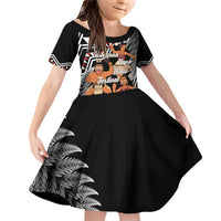 Aotearoa Kapa Haka Family Matching Off Shoulder Short Dress and Hawaiian Shirt 2025 Festival - Traditional Maori Dance LT14 Daughter's Dress Black - Polynesian Pride