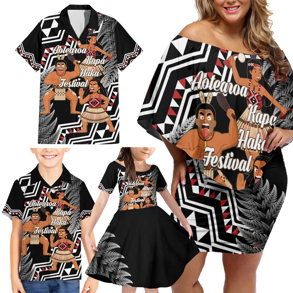 Aotearoa Kapa Haka Family Matching Off Shoulder Short Dress and Hawaiian Shirt 2025 Festival - Traditional Maori Dance LT14 - Polynesian Pride