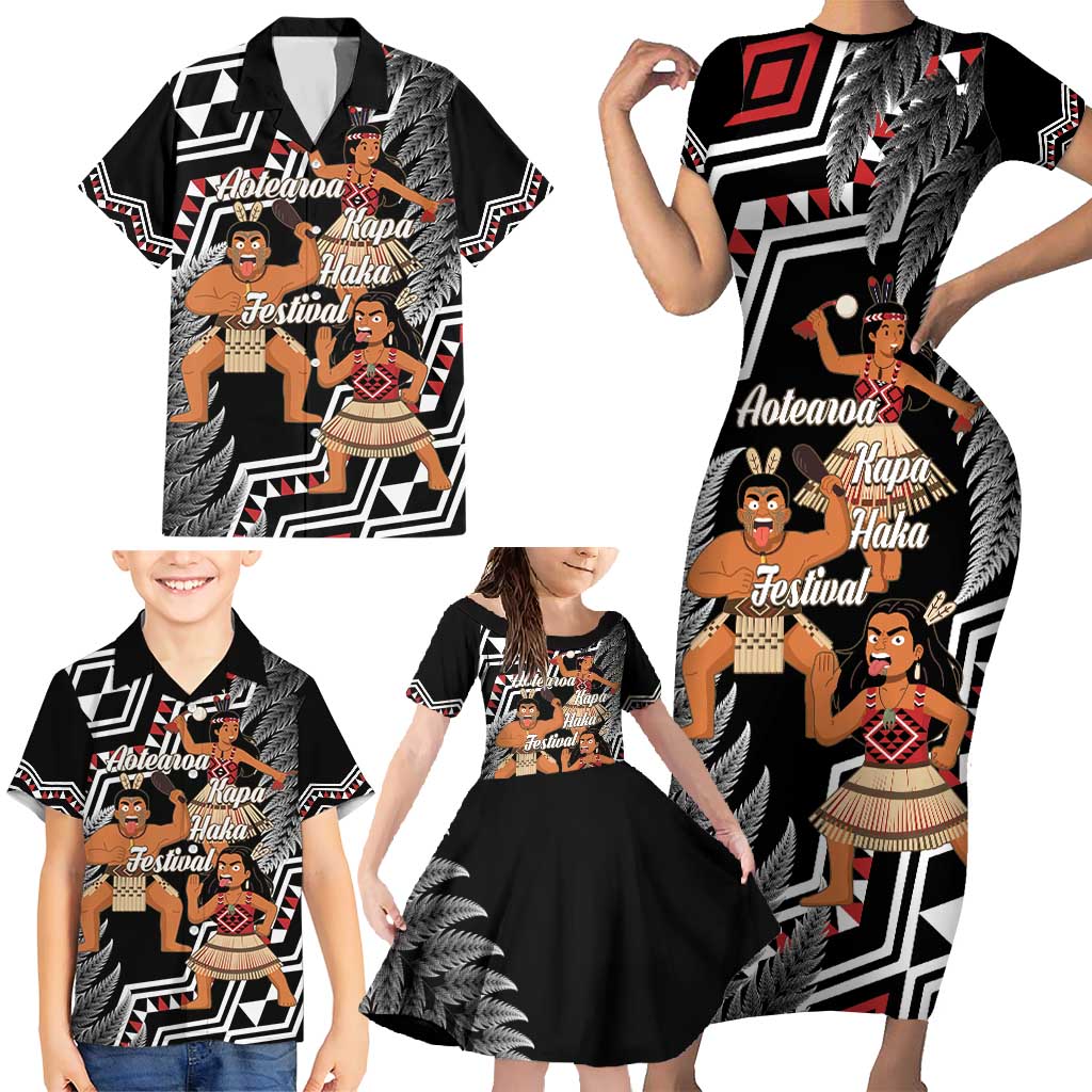 Aotearoa Kapa Haka Family Matching Short Sleeve Bodycon Dress and Hawaiian Shirt 2025 Festival - Traditional Maori Dance LT14 - Polynesian Pride
