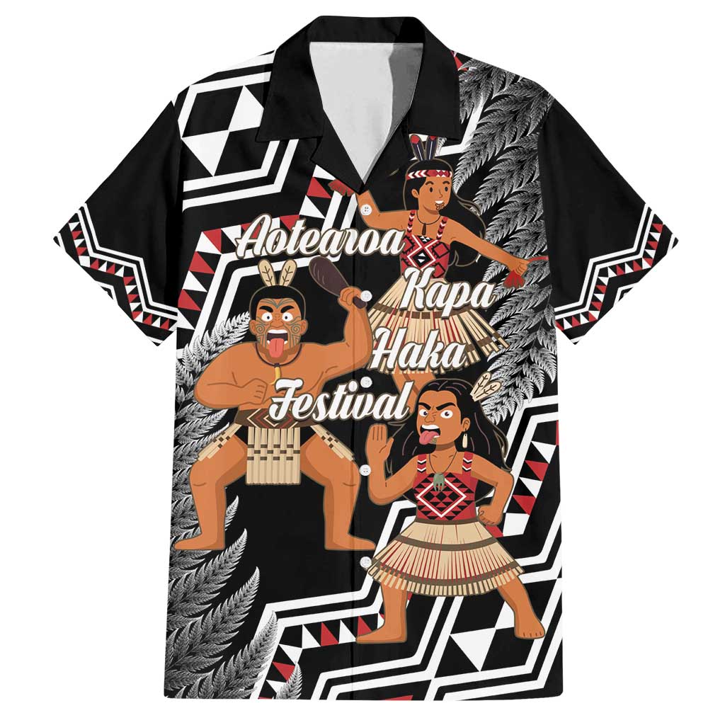 Aotearoa Kapa Haka Family Matching Tank Maxi Dress and Hawaiian Shirt 2025 Festival - Traditional Maori Dance LT14 Dad's Shirt - Short Sleeve Black - Polynesian Pride