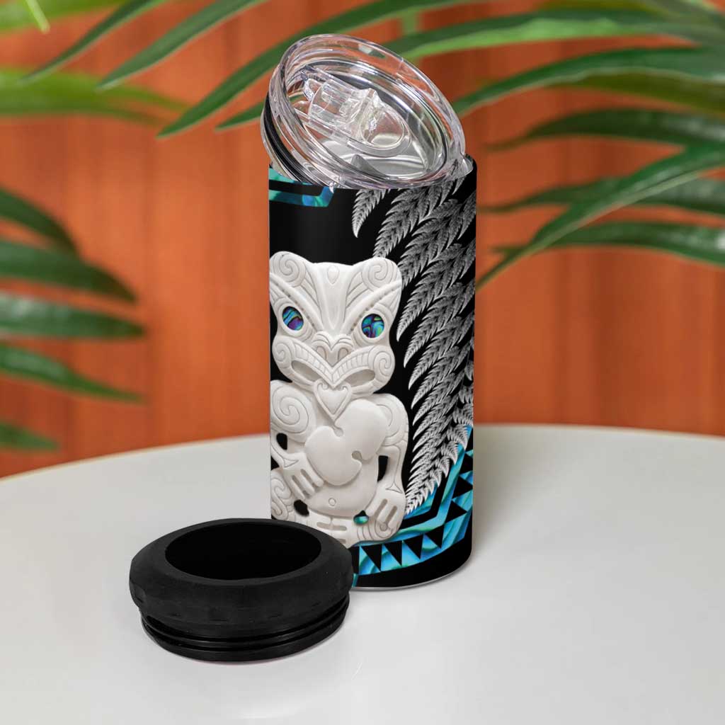 Aotearoa Taniko Paua Shell With Hei Tiki 4 in 1 Can Cooler Tumbler