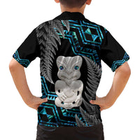 Aotearoa Taniko Paua Shell With Hei Tiki Family Matching Off The Shoulder Long Sleeve Dress and Hawaiian Shirt LT14 - Polynesian Pride