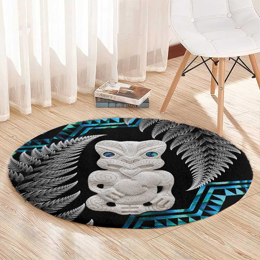 Aotearoa Taniko Paua Shell With Hei Tiki Round Carpet LT14 - Polynesian Pride
