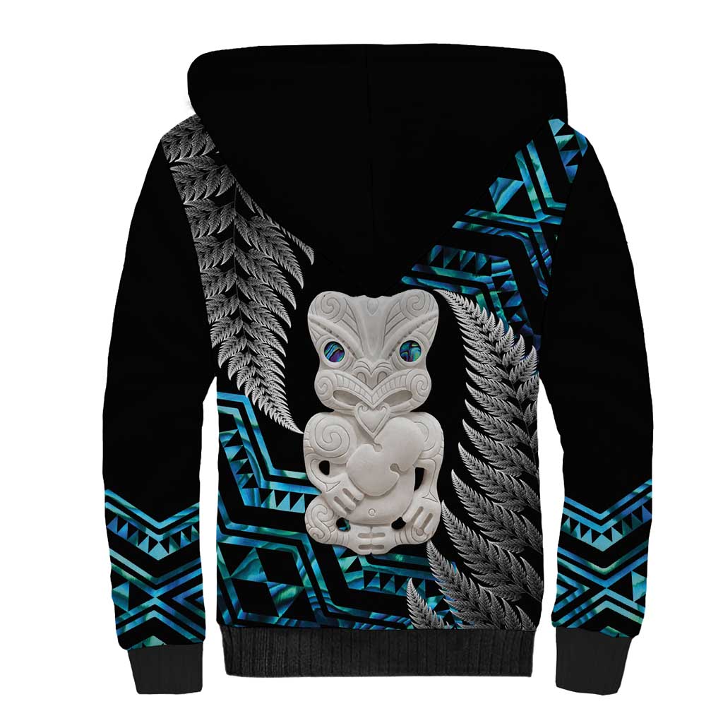 Aotearoa Taniko Paua Shell With Hei Tiki Sherpa Hoodie LT14 - Polynesian Pride